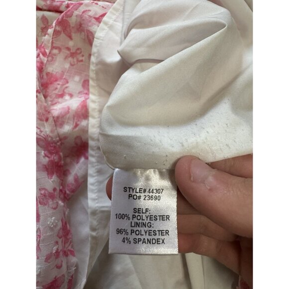 Skies Are Blue White and Pink Floral Print Smocked Flutter Sleeve Blouse Medium - Picture 7 of 9